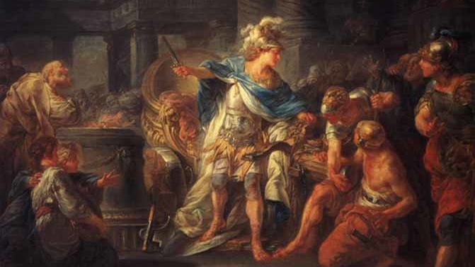Жан-Симон Бартелеми, «Александр Македонский рассекает гордиев узел», 1767 г.