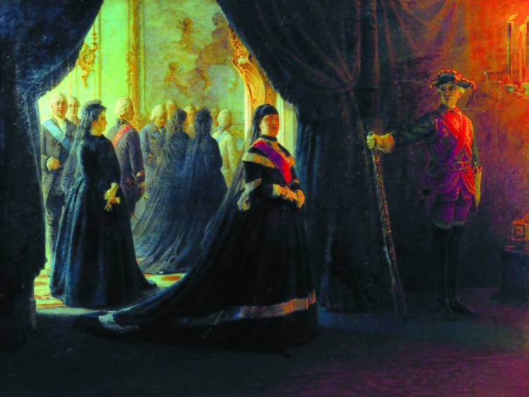 Н. Н. Ге, «Екатерина II у гроба императрицы Елизаветы», 1874 г.