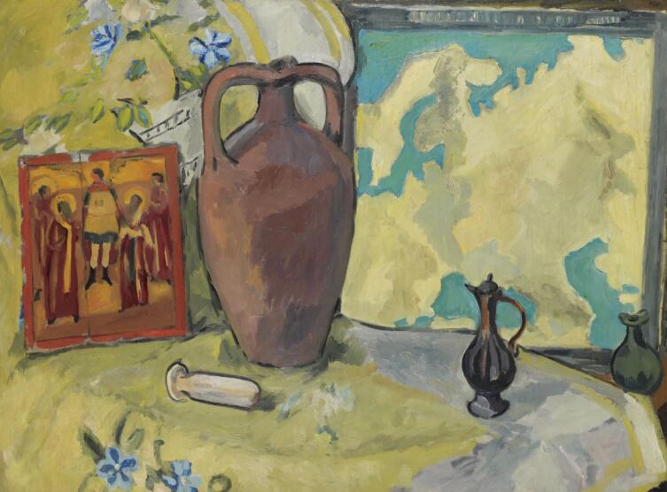 М. Ф. Ларионов, «Натюрморт с кувшином и иконой», 1912 г. М. Ф. Ларионов, «Натюрморт с кувшином и иконой», 1912 г.