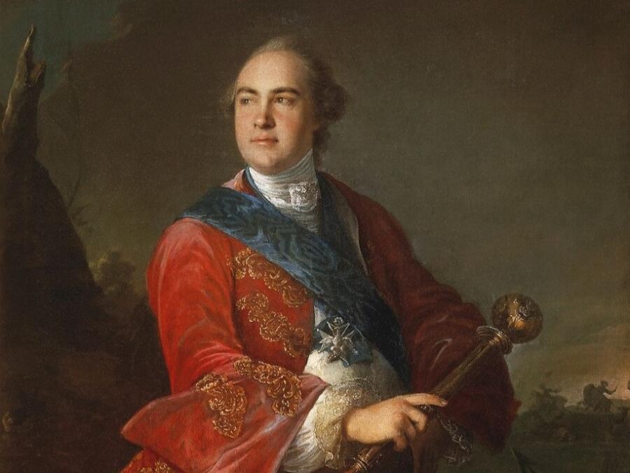 Луи Токке, «К. Г. Разумовский с гетманской булавой» (фрагмент), 1758 г.