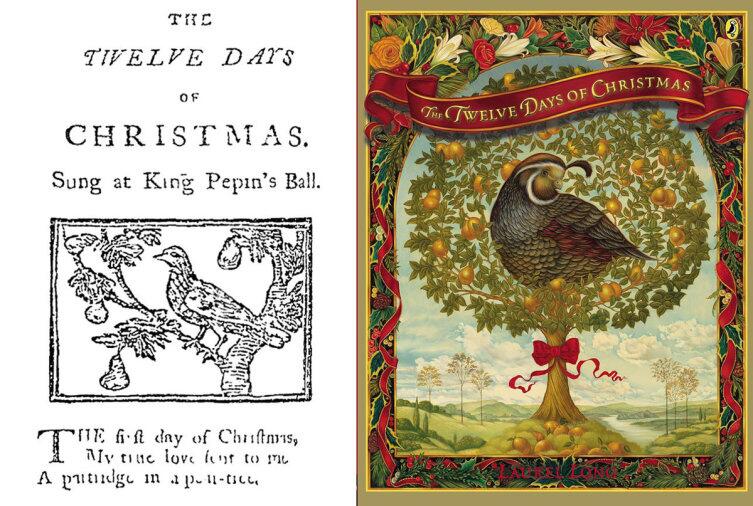Слева — издание 1780 г., справа — современное издание стихотворения 2011 года с иллюстрациями Laurel Long