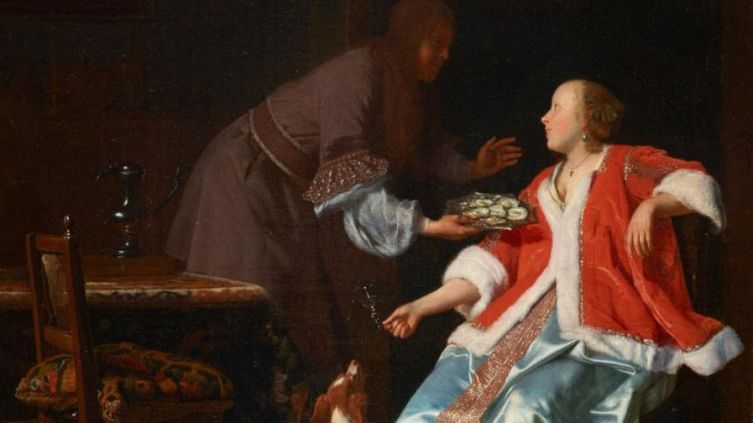 Якоб Лукас Охтервельт, «Блюдо устриц» (фрагмент), 1665 г.