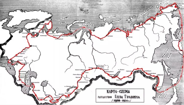 Маршрут путешествия легендарного велосипедиста