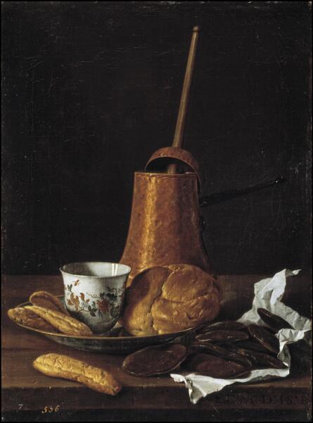 Луис Мелендес, «Натюрморт с шоколадом и выпечкой», 1770 г.