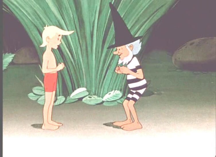 Кадр из м/ф «Заколдованный мальчик», 1955 г. Кадр из м/ф «Заколдованный мальчик», 1955 г.