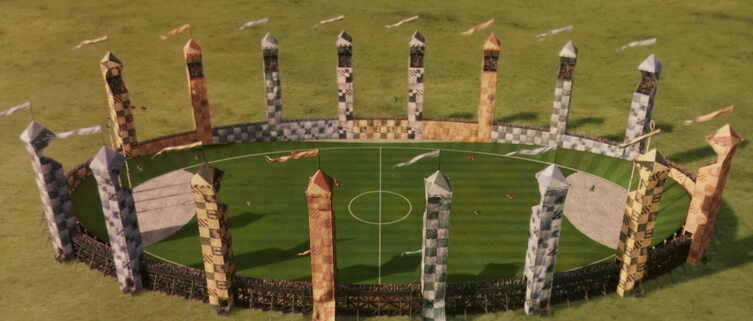 Поле для квиддича. Кадр из кинофраншизы «Гарри Поттер» Поле для квиддича. Кадр из кинофраншизы «Гарри Поттер»