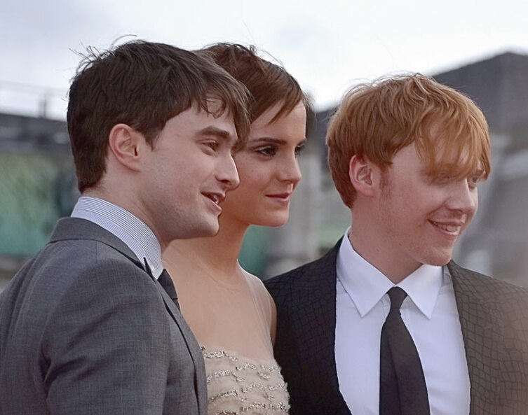 Дэниел Рэдкоифф, Эмма Уотсон и Руперт Гринт на премьере последнего фильма «поттерианы». Лондон. 7 июля 2011 г.