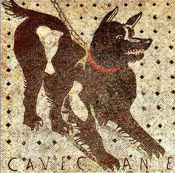 Мозаика «Осторожно, злая собака» в Помпеях