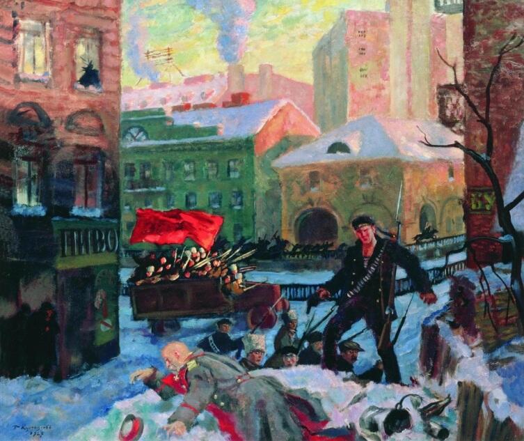 Б. М. Кустодиев, «Октябрь в Петрограде», 1927 г.