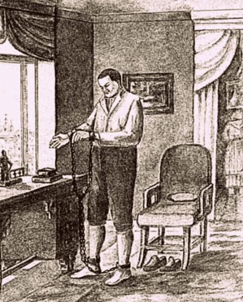 Доктор Гааз испытывает цепи на себе