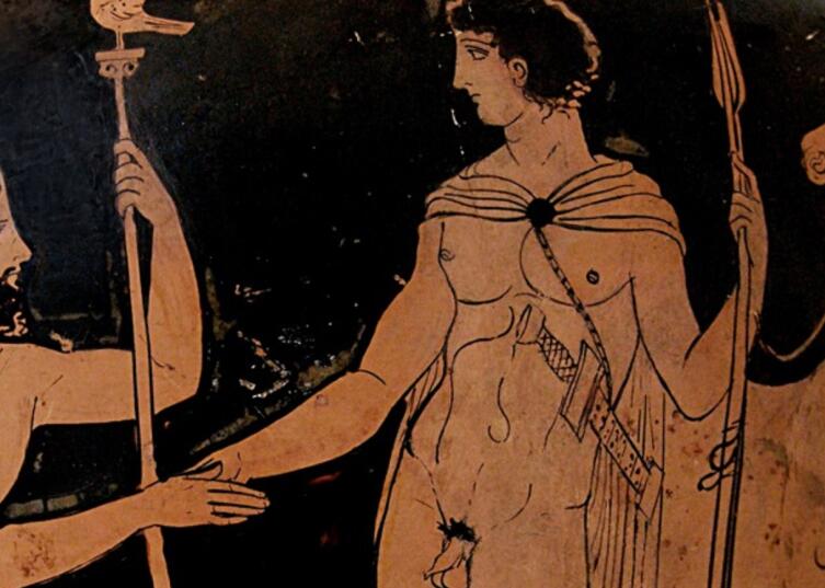 Апулийский краснофигурный волют-кратер, фрагмент «Меч»