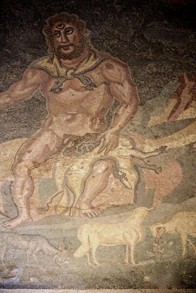 Полифем. Римская мозаика из Вилла дель-Касале близ Пьяцца-Армерина (Сицилия). IV в. н. э.