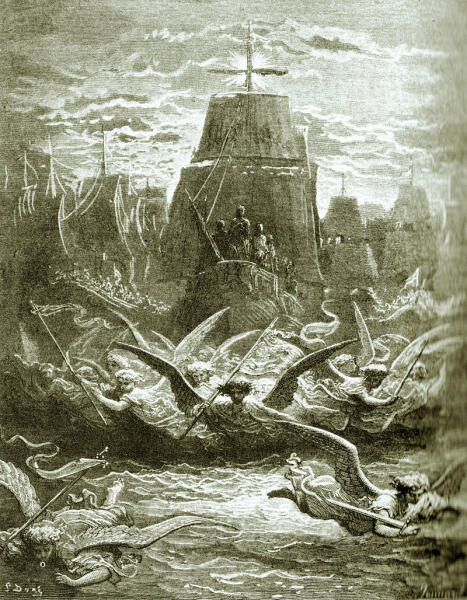 Гюстав Доре, Гравюра, «Отъезд короля Людовика IX из Эг-Морта в седьмой крестовый поход»