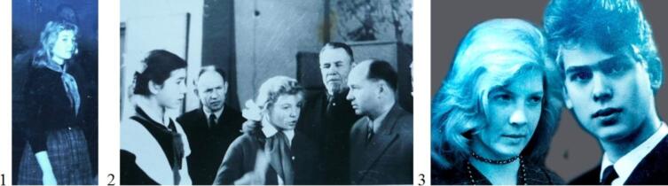 Коллаж автора. Фото 1: супруга автора Гарина Лариса Георгиевна — пионервожатая школы № 20 г. Воронежа. Фото 2: Она же среди коллег-преподавателей школы. Фото 3: Автор с супругой, 1961 г.