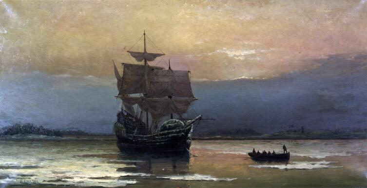 Уильям Холсалл, «Мэйфлауэр в гавани Плимута», 1882 г.