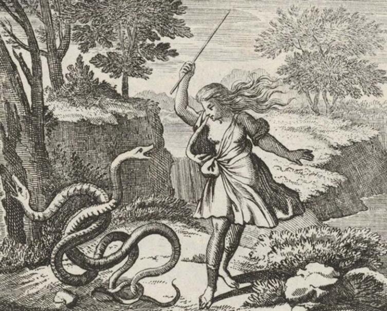 Иоганн Ульрих Краусс, «Тиресий поражает спарившихся змей», 1690 г.