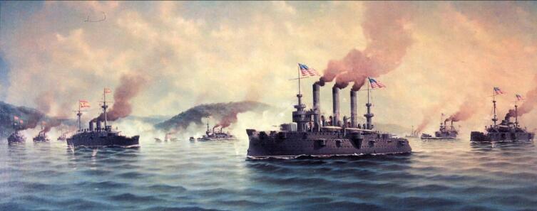 Линкор «Мэн» у берегов Кубы. Начало испано-американской войны. 18 февраля 1898 г.