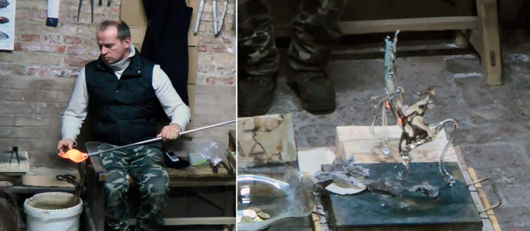 Создание коня на острове Мурано