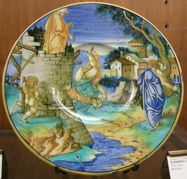 Франческо Ксанто Авелли, «Дедал сбрасывает Пердика с храма», 1531 г.