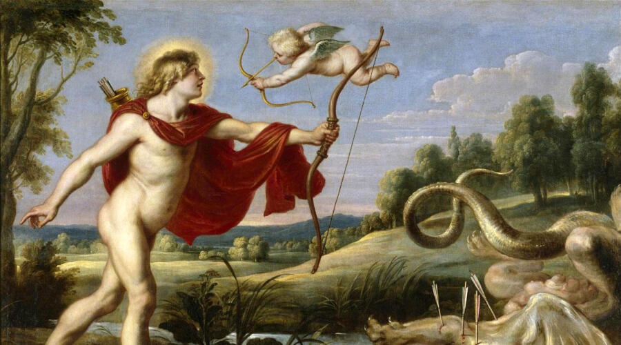 Аполлон и Пифон в форме дракона на картине Питера Пауля Рубенса 