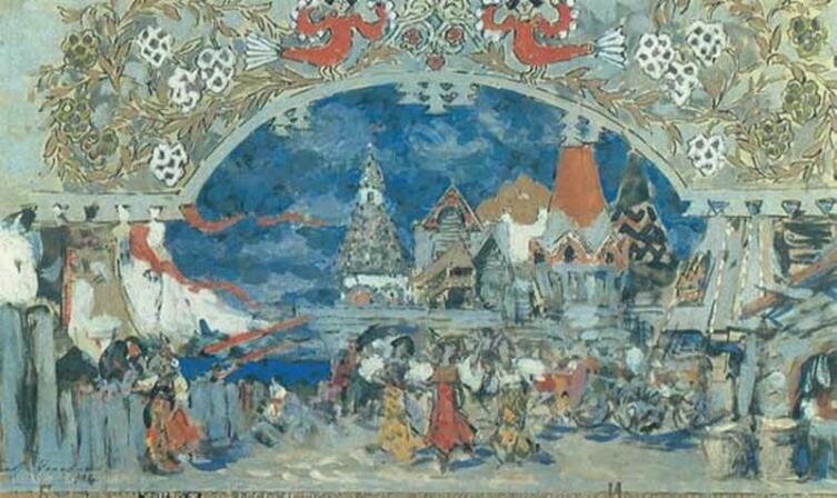 Константин Коровин. Торговая пристань в Гранд-столице. Эскиз декорации к балету Ц. Пуни «Конёк-Горбунок». 1912 г. Константин Коровин. Торговая пристань в Гранд-столице. Эскиз декорации к балету Ц. Пуни «Конёк-Горбунок». 1912 г.