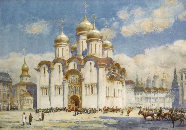 Успенский собор Московского кремля в XIX веке. Картина Генри Чарльза Брюэра