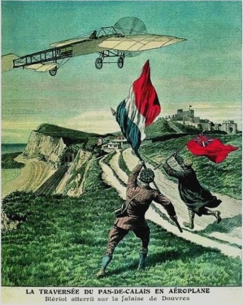 Памятный плакат 1909 г., выпущенный по случаю исторического перелёта Блерио через Ла-Манш
