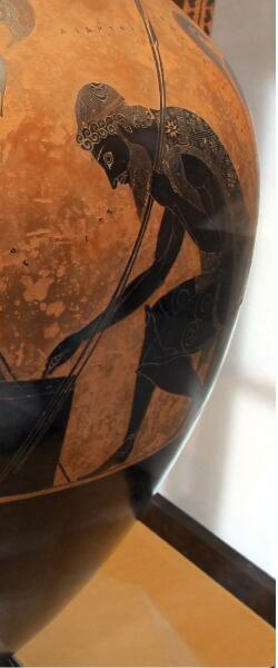 Аякс (фрагмент рисунка на амфоре с Аяксом и Ахиллом, играющими в кости), 540−530 год до н.э.