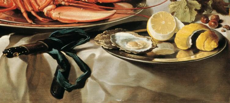 Питер Клас, «Натюрморт с лобстером, кувшином, скрипкой, лимоном и ягодами. 