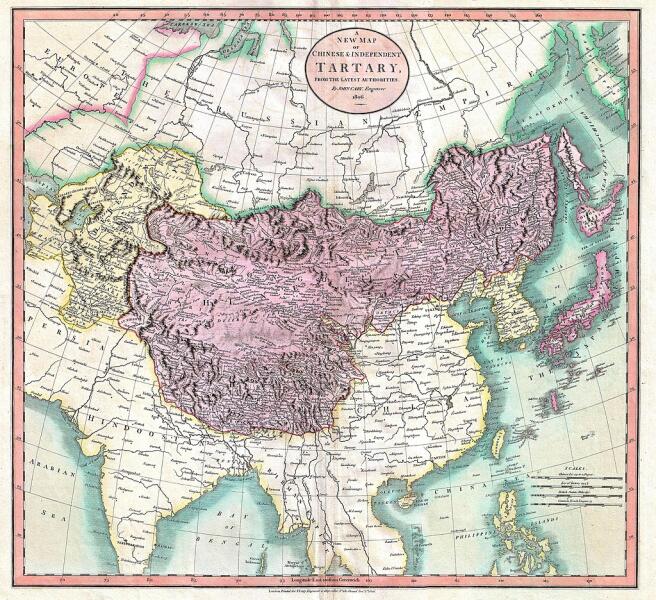 «Новая карта китайской и независимой Тартарии» из «Атласа» Джона Кэри 1806 г.