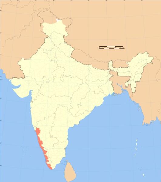 Малабарский берег на карте Индии
