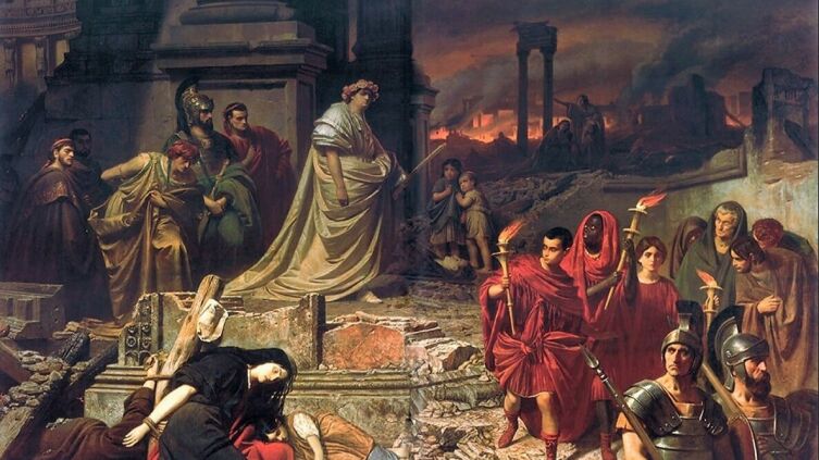 Карл Теодор фон Пилоти, «Нерон смотрит на горящий Рим», ок. 1861 г.