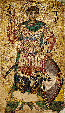Мозаика Дмитрия Солунского из Михайловского монастыря (Киев) (конец XII — начало XIII века)