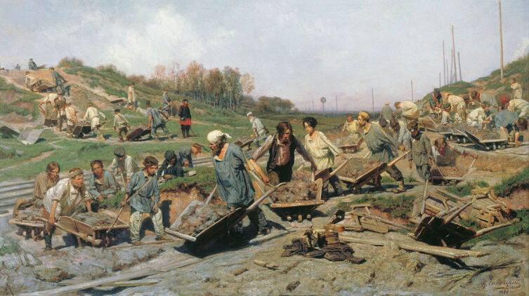 К. А. Савицкий, «Ремонтные работы на железной дороге», 1874 г
