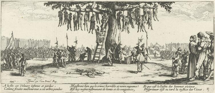 Жак Калло, «Ужасы войны. Повешенные», 1633 г.