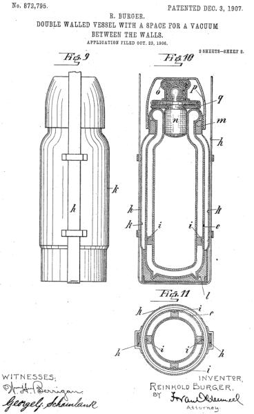 Американский патент на термос, 1907 г.