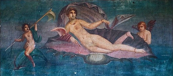 Афродита Анадиомена, фреска из Помпей