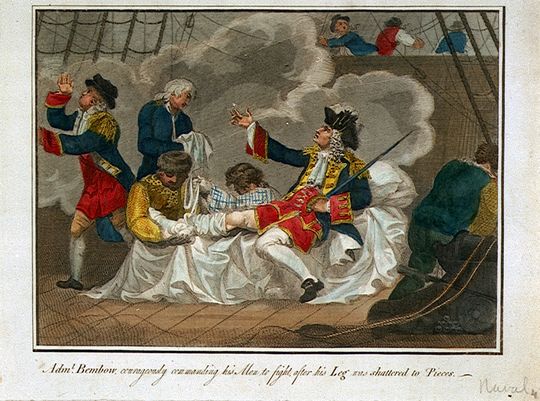Картина 1703 года: Адмирал Бенбоу продолжает командовать даже после тяжелой раны ноги