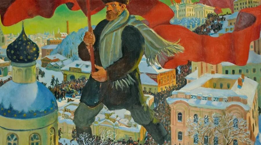 Б. М. Кустодиев, «Большевик» (фрагмент), 1920 г.