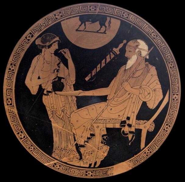 Брисеида и Феникс. Килик, прибл. 490 до н. э.