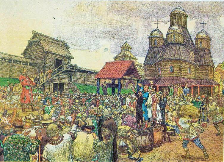 А. М. Васнецов, «Псковское вече», 1909 г.