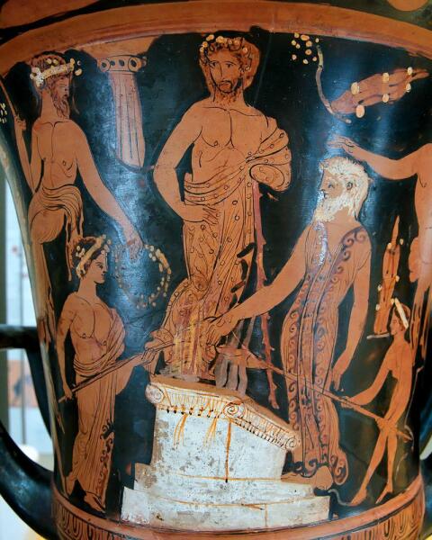 Нестор и его сыновья приносят жертву Посейдона на пляже Пилос