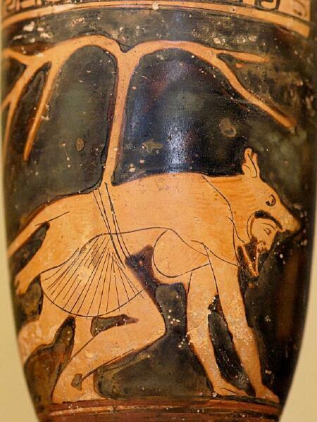Долон в шкуре волка. Фрагмент аттического краснофигурного лекифа, 460 год до н.э.