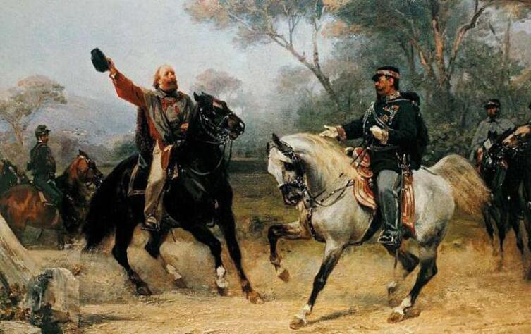 «Виктор Эммануил II встречает Гарибальди близ Теано», 1861 г.
