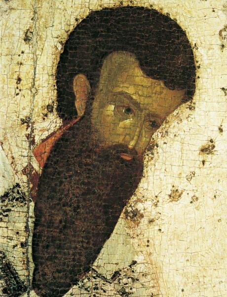 Часть иконы из деисусного ряда иконостаса Благовещенского собора Московского Кремля. Работа Феофана Грека. 1405 г.