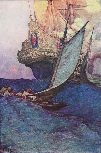 Говард Пайл, «Нападение флибустьеров на испанский корабль», 1905 г.