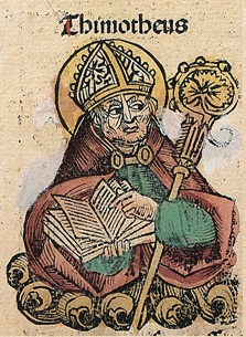 Образ Тимофея, 1-го епископа Эфесского из «Нюрнбергской Хроники» Хартмана Шеделя, 1493 г.