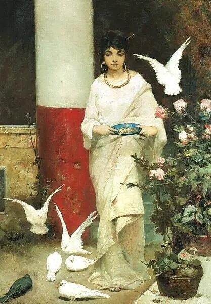 В. А. Котарбинский, «Девушка, кормящая голубей»