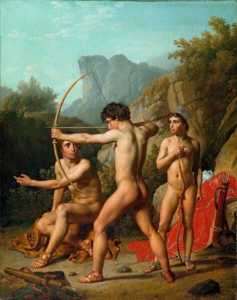 Кристоффер Вильгельм Эккерсберг, «Трое спартанцев упражняются в стрельбе из лука», 1812 г.