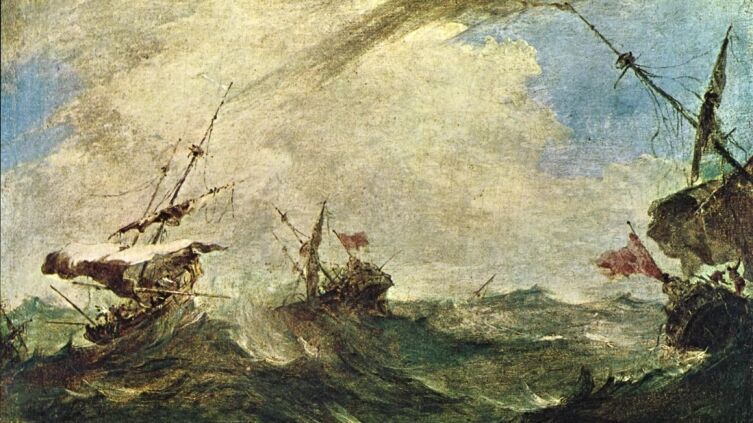 Франческо Гварди, «Корабли в бурю», 1765 г.